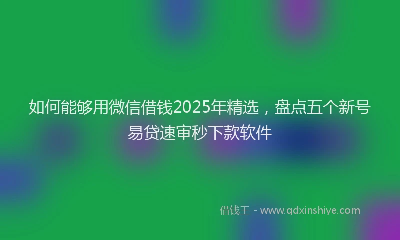 如何能够用微信借钱2025年精选，盘点五个新号易贷速审秒下款软件