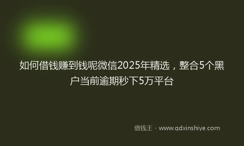 如何借钱赚到钱呢微信2025年精选，整合5个黑户当前逾期秒下5万平台