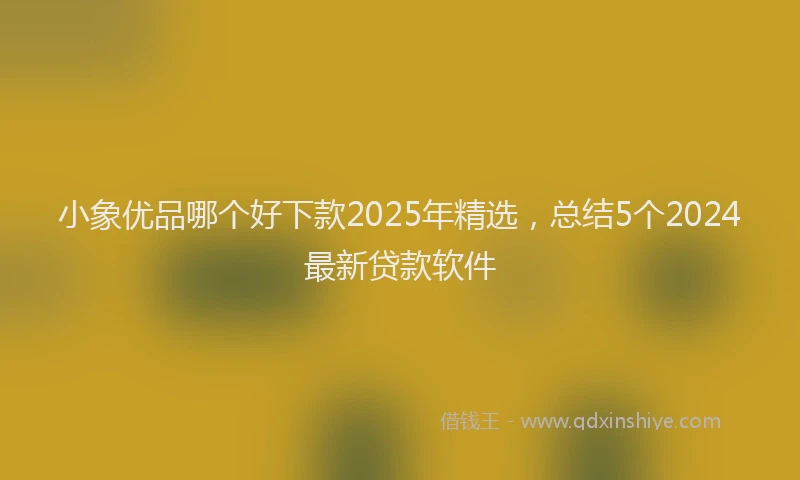 小象优品哪个好下款2025年精选，总结5个2024最新贷款软件