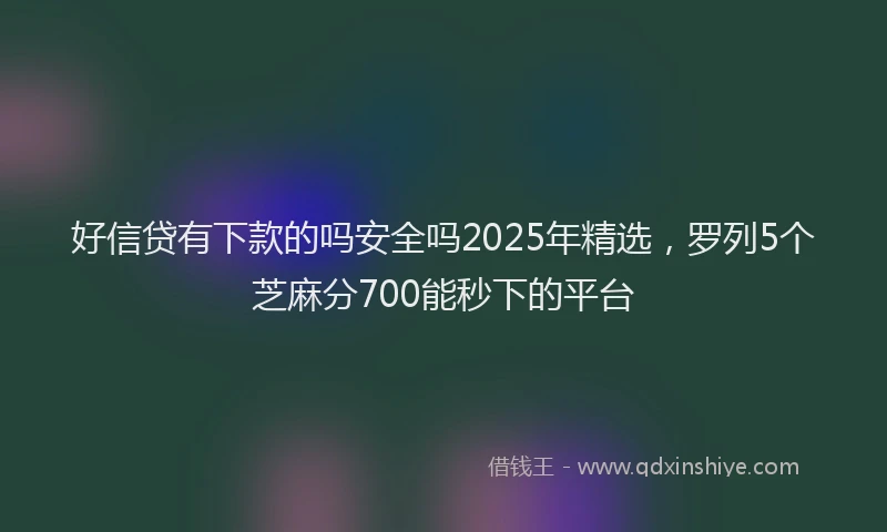 好信贷有下款的吗安全吗2025年精选，罗列5个芝麻分700能秒下的平台
