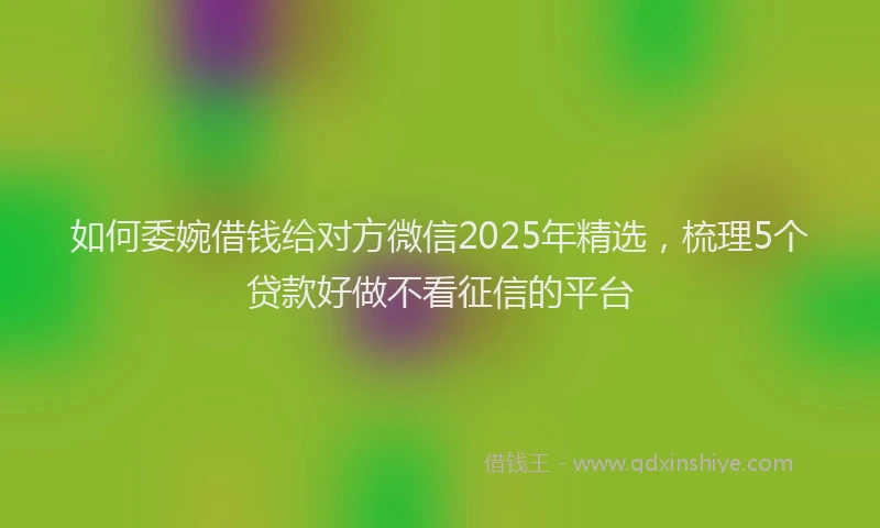 如何委婉借钱给对方微信2025年精选，梳理5个贷款好做不看征信的平台