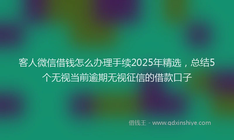 客人微信借钱怎么办理手续2025年精选，总结5个无视当前逾期无视征信的借款口子