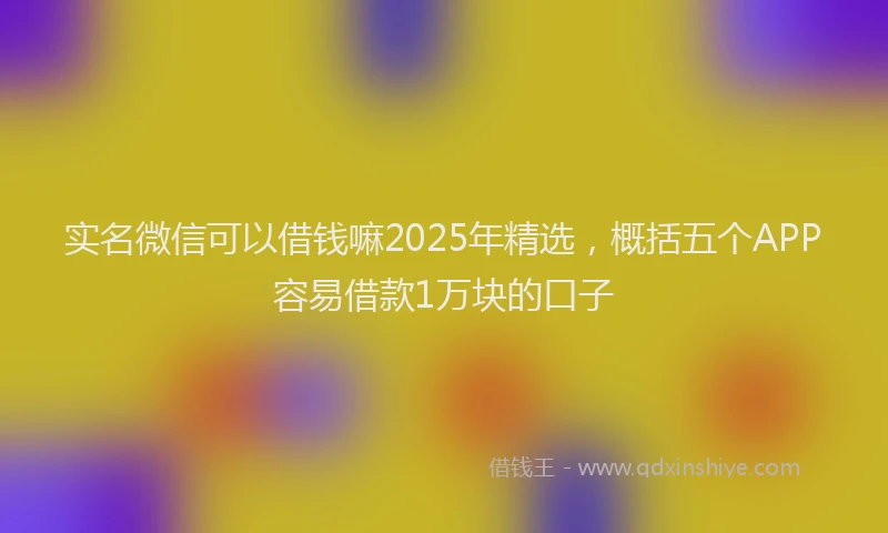 实名微信可以借钱嘛2025年精选，概括五个APP容易借款1万块的口子
