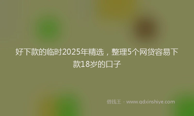 好下款的临时2025年精选，整理5个网贷容易下款18岁的口子
