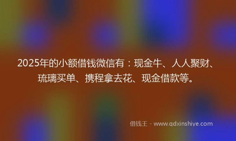 2025年的小额借钱微信有：现金牛、人人聚财、琉璃买单、携程拿去花、现金借款等。