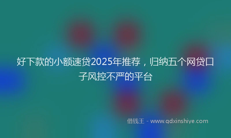 好下款的小额速贷2025年推荐，归纳五个网贷口子风控不严的平台