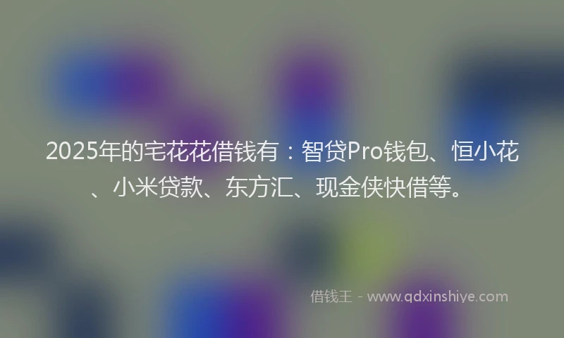 2025年的宅花花借钱有：智贷Pro钱包、恒小花、小米贷款、东方汇、现金侠快借等。