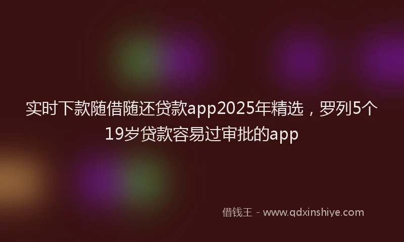 实时下款随借随还贷款app2025年精选，罗列5个19岁贷款容易过审批的app