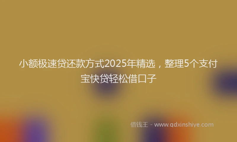 小额极速贷还款方式2025年精选，整理5个支付宝快贷轻松借口子