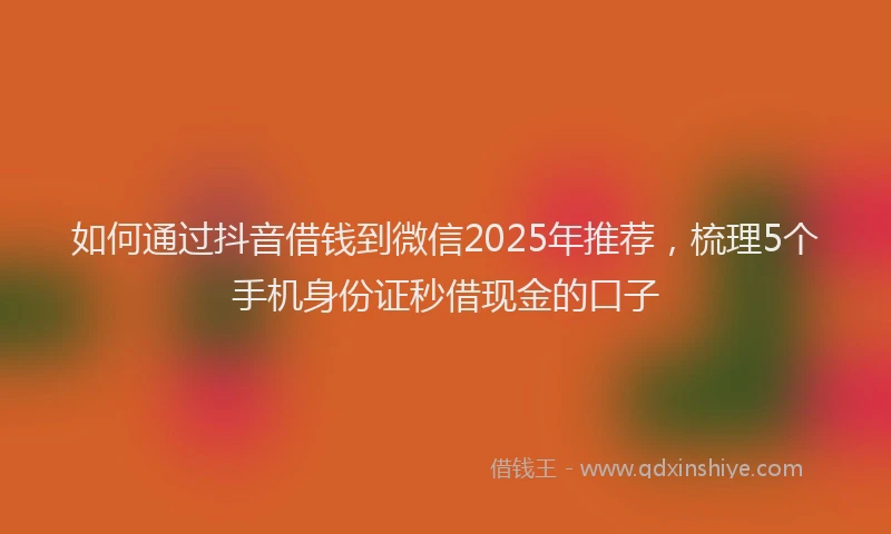 如何通过抖音借钱到微信2025年推荐，梳理5个手机身份证秒借现金的口子