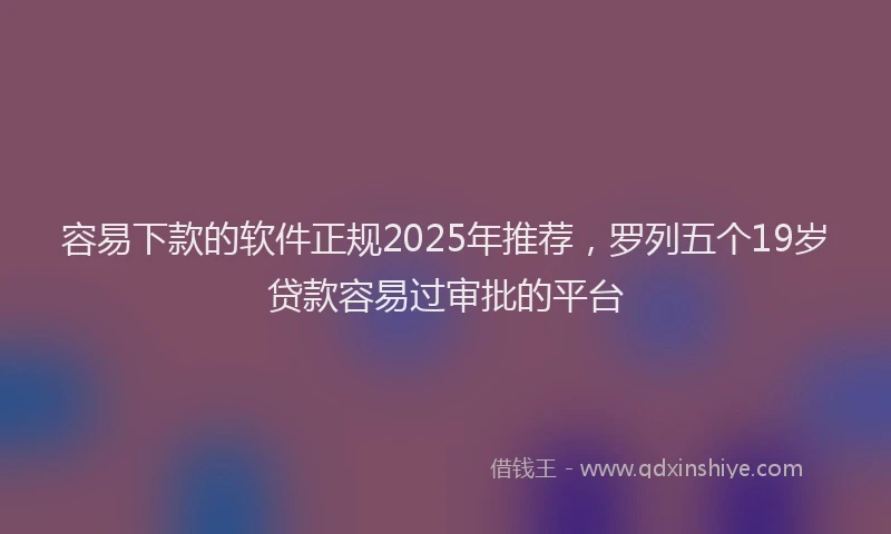 容易下款的软件正规2025年推荐，罗列五个19岁贷款容易过审批的平台