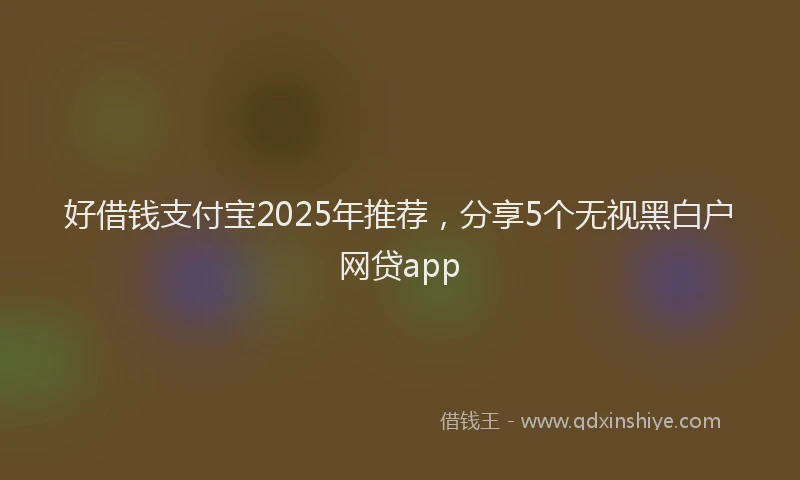 好借钱支付宝2025年推荐，分享5个无视黑白户网贷app