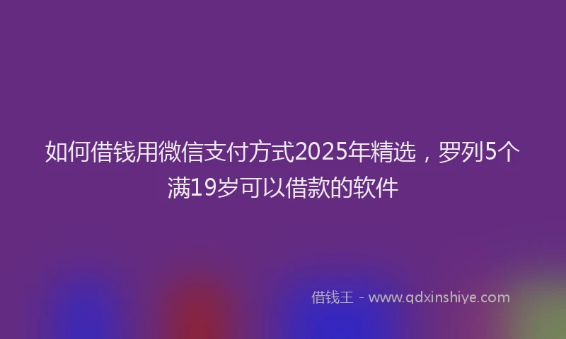 如何借钱用微信支付方式2025年精选，罗列5个满19岁可以借款的软件