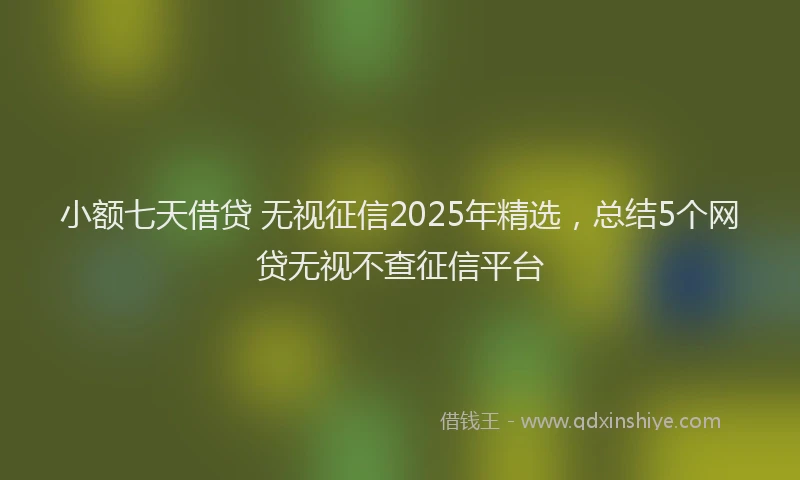 小额七天借贷 无视征信2025年精选，总结5个网贷无视不查征信平台