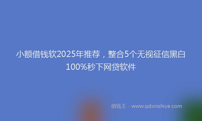 小额借钱软2025年推荐，整合5个无视征信黑白100%秒下网贷软件