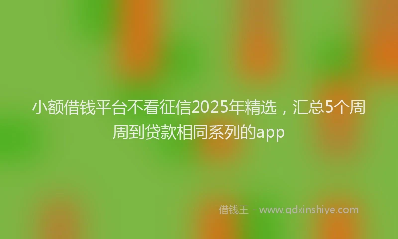 小额借钱平台不看征信2025年精选，汇总5个周周到贷款相同系列的app