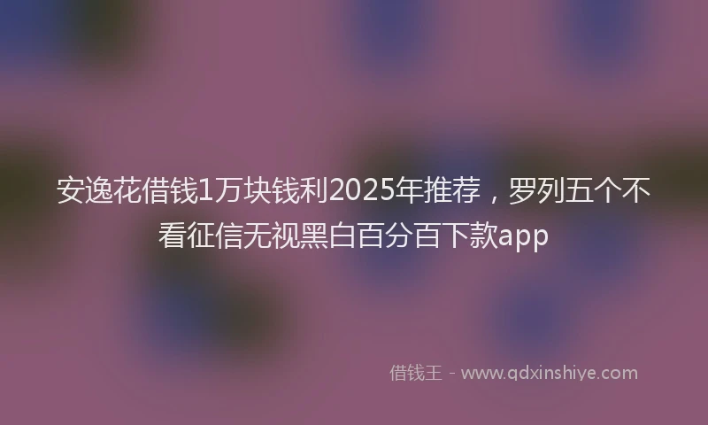 安逸花借钱1万块钱利2025年推荐，罗列五个不看征信无视黑白百分百下款app