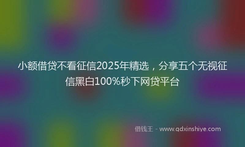 小额借贷不看征信2025年精选，分享五个无视征信黑白100%秒下网贷平台