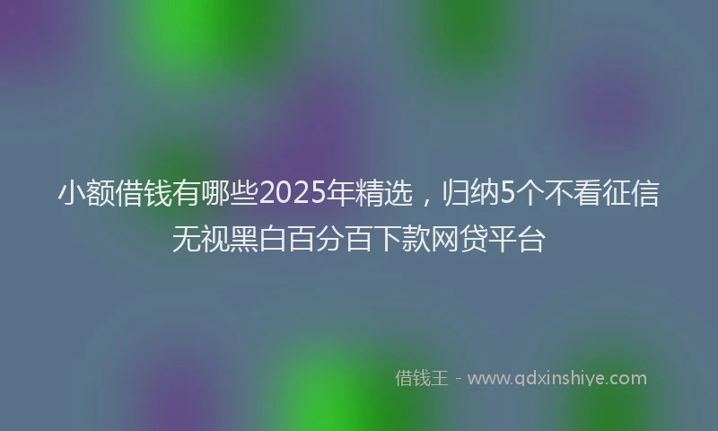 小额借钱有哪些2025年精选，归纳5个不看征信无视黑白百分百下款网贷平台