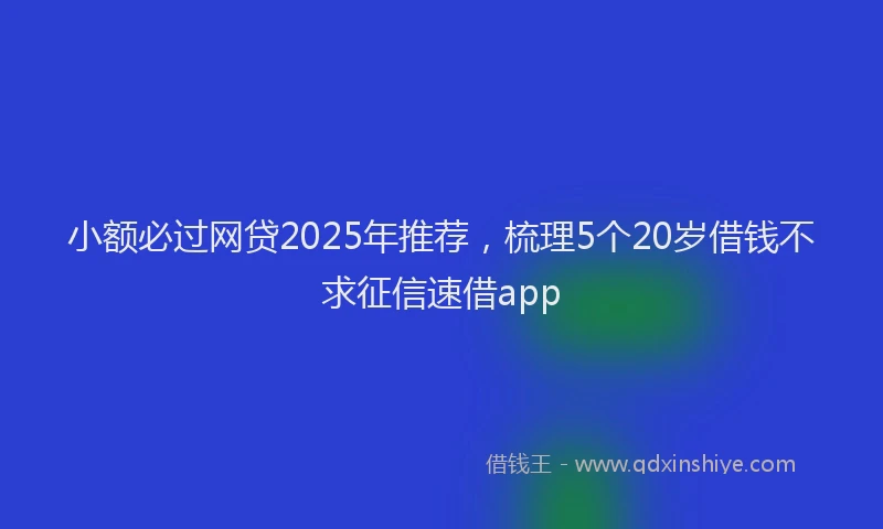 小额必过网贷2025年推荐，梳理5个20岁借钱不求征信速借app