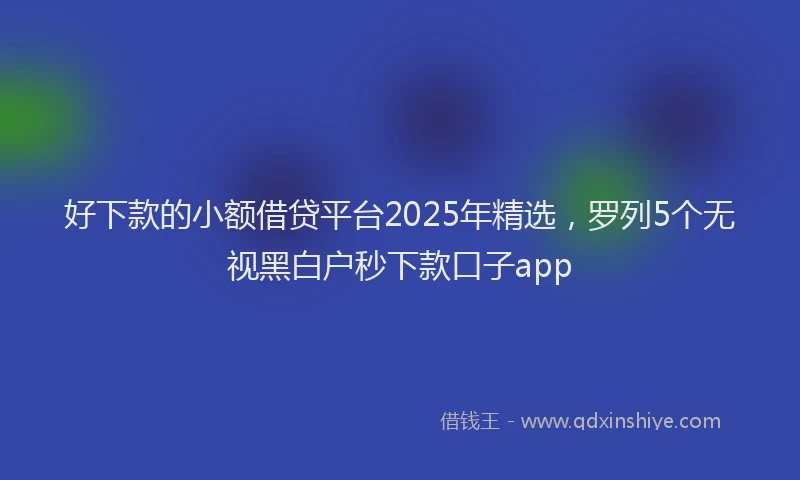 好下款的小额借贷平台2025年精选，罗列5个无视黑白户秒下款口子app