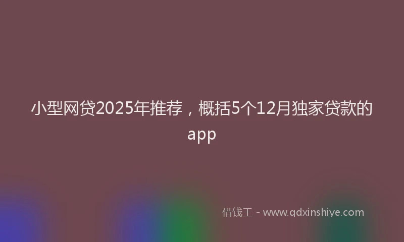小型网贷2025年推荐，概括5个12月独家贷款的app