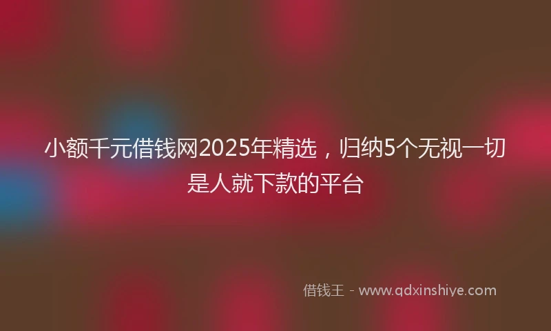 小额千元借钱网2025年精选,归纳5个无视一切是人就下款的平台
