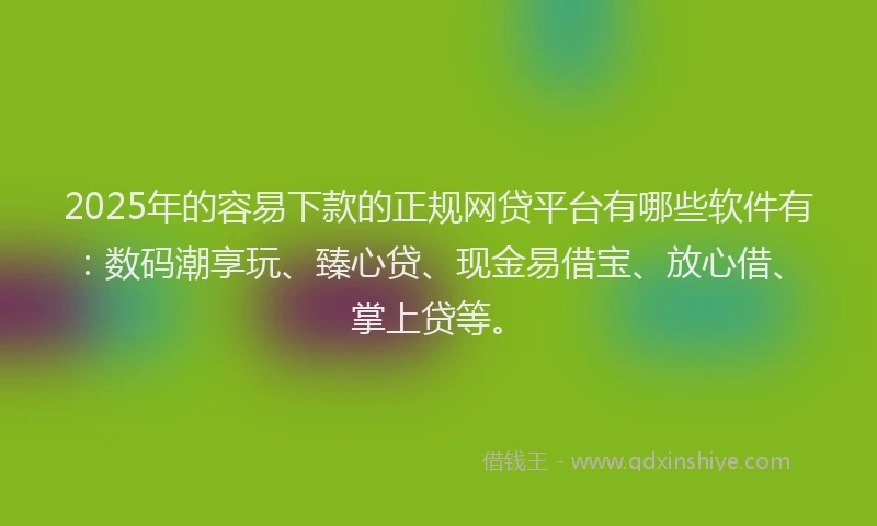 2025年的容易下款的正规网贷平台有哪些软件有：数码潮享玩、臻心贷、现金易借宝、放心借、掌上贷等。