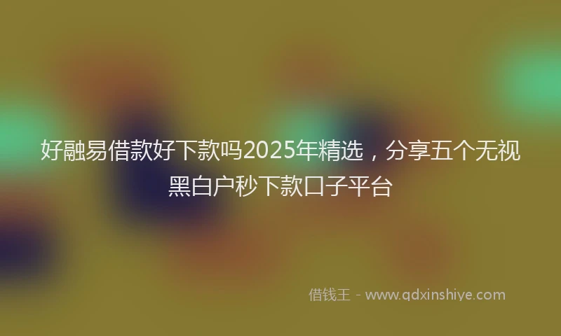 好融易借款好下款吗2025年精选，分享五个无视黑白户秒下款口子平台