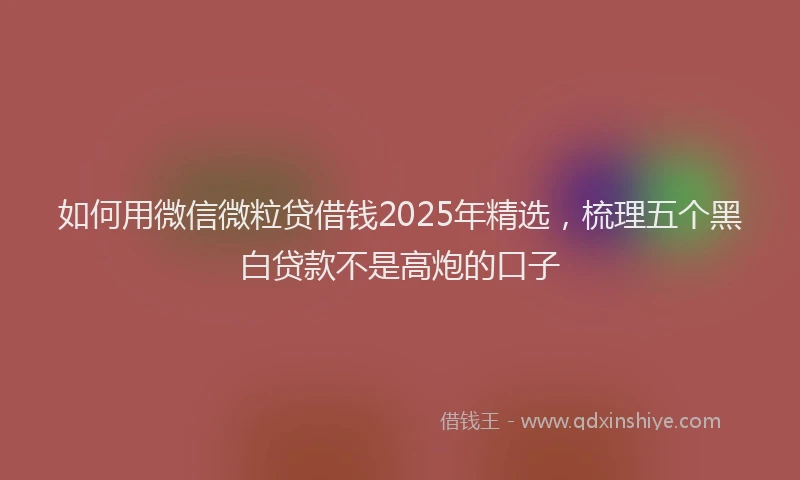 如何用微信微粒贷借钱2025年精选，梳理五个黑白贷款不是高炮的口子