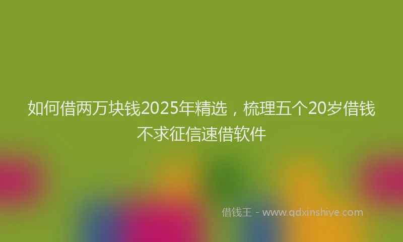 如何借两万块钱2025年精选，梳理五个20岁借钱不求征信速借软件