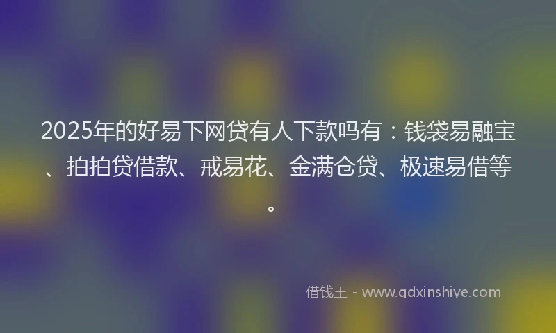 2025年的好易下网贷有人下款吗有：钱袋易融宝、拍拍贷借款、戒易花、金满仓贷、极速易借等。
