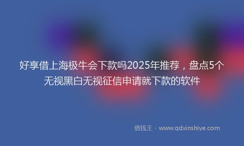 好享借上海极牛会下款吗2025年推荐，盘点5个无视黑白无视征信申请就下款的软件