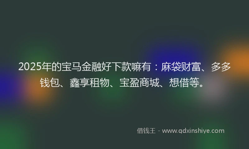 2025年的宝马金融好下款嘛有：麻袋财富、多多钱包、鑫享租物、宝盈商城、想借等。