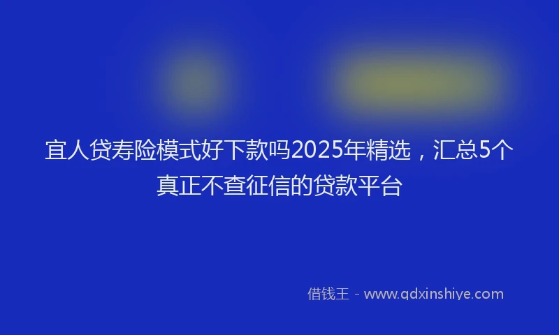 宜人贷寿险模式好下款吗2025年精选，汇总5个真正不查征信的贷款平台