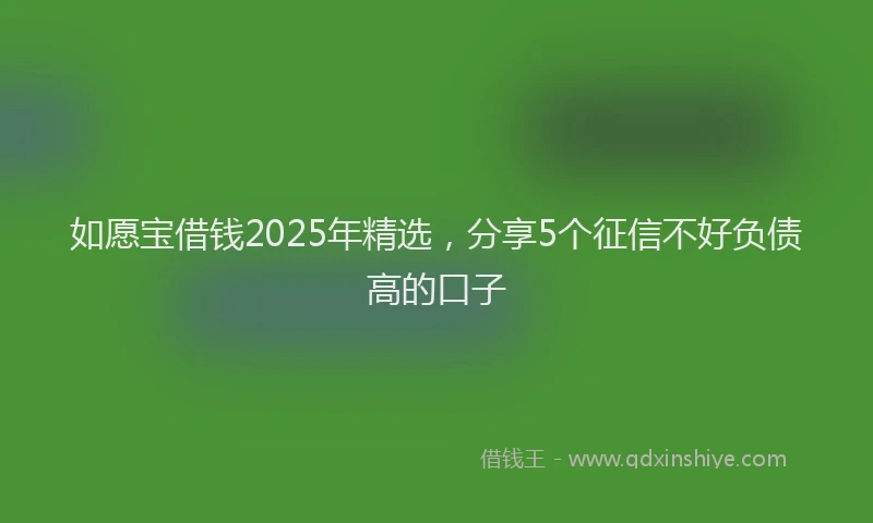 如愿宝借钱2025年精选，分享5个征信不好负债高的口子
