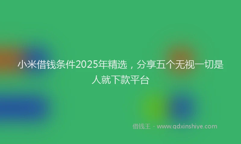 小米借钱条件2025年精选，分享五个无视一切是人就下款平台