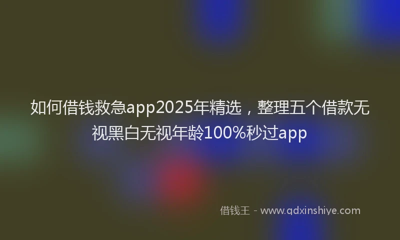 如何借钱救急app2025年精选，整理五个借款无视黑白无视年龄100%秒过app