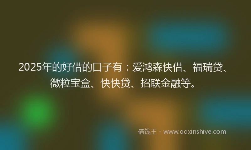 2025年的好借的口子有：爱鸿森快借、福瑞贷、微粒宝盒、快快贷、招联金融等。