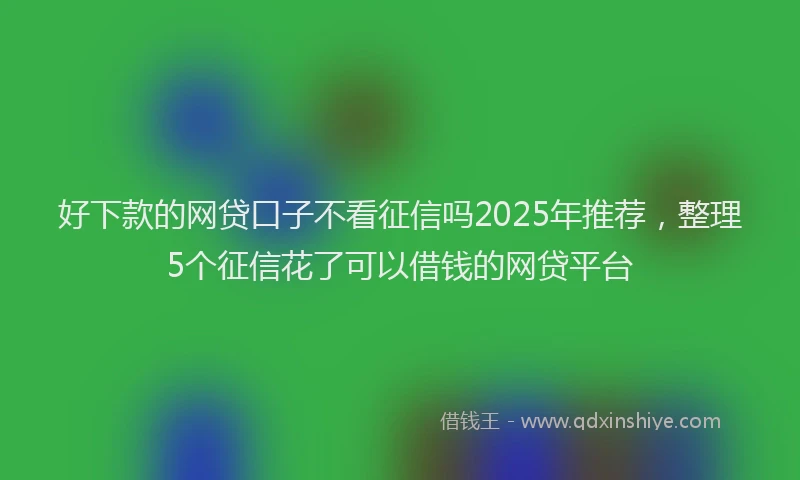 好下款的网贷口子不看征信吗2025年推荐，整理5个征信花了可以借钱的网贷平台