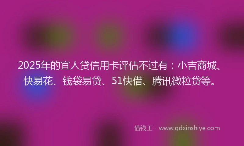 2025年的宜人贷信用卡评估不过有：小吉商城、快易花、钱袋易贷、51快借、腾讯微粒贷等。