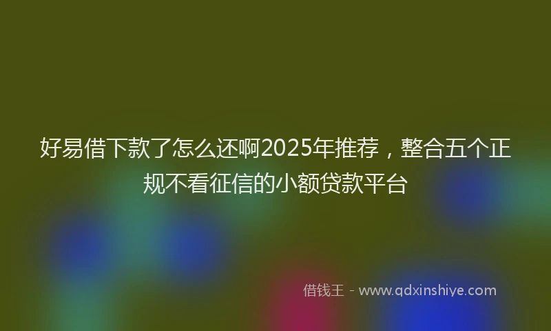 好易借下款了怎么还啊2025年推荐，整合五个正规不看征信的小额贷款平台