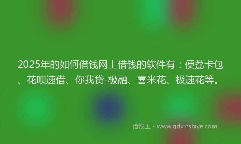 2025年的如何借钱网上借钱的软件有：便荔卡包、花呗速借、你我贷-极融、喜米花、极速花等。
