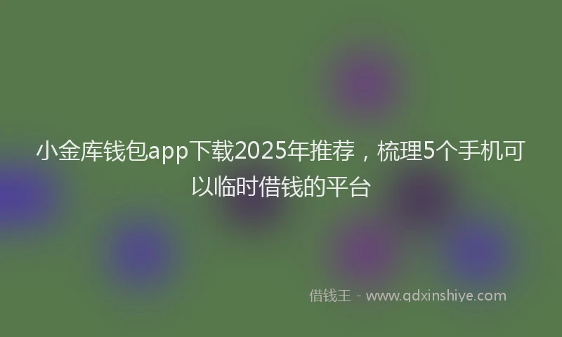 小金库钱包app下载2025年推荐，梳理5个手机可以临时借钱的平台