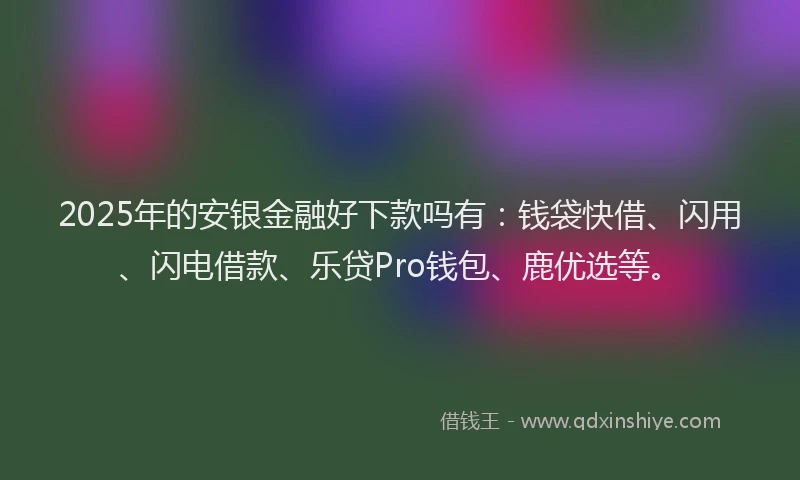 2025年的安银金融好下款吗有：钱袋快借、闪用、闪电借款、乐贷Pro钱包、鹿优选等。