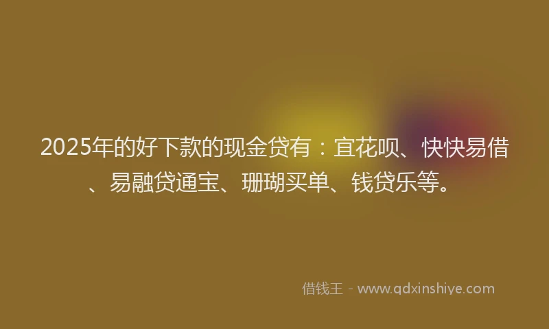 2025年的好下款的现金贷有：宜花呗、快快易借、易融贷通宝、珊瑚买单、钱贷乐等。