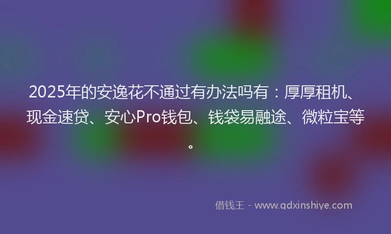 2025年的安逸花不通过有办法吗有：厚厚租机、现金速贷、安心Pro钱包、钱袋易融途、微粒宝等。