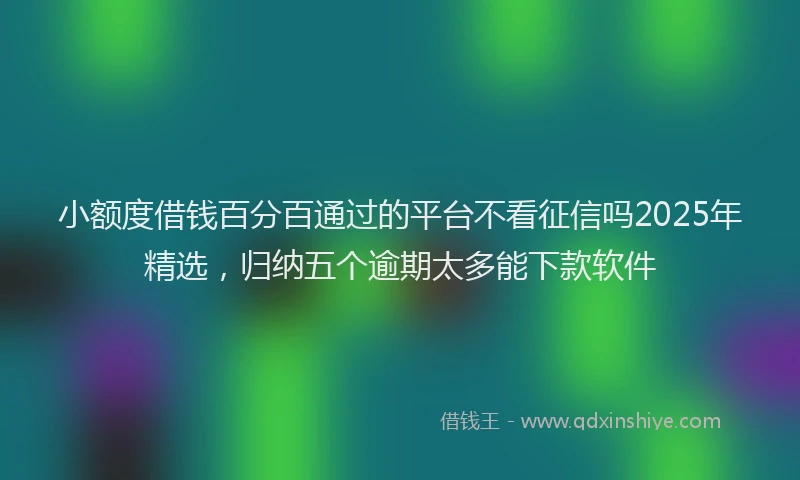 小额度借钱百分百通过的平台不看征信吗2025年精选，归纳五个逾期太多能下款软件