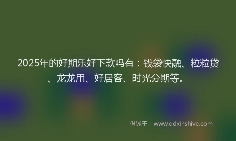 2025年的好期乐好下款吗有：钱袋快融、粒粒贷、龙龙用、好居客、时光分期等。
