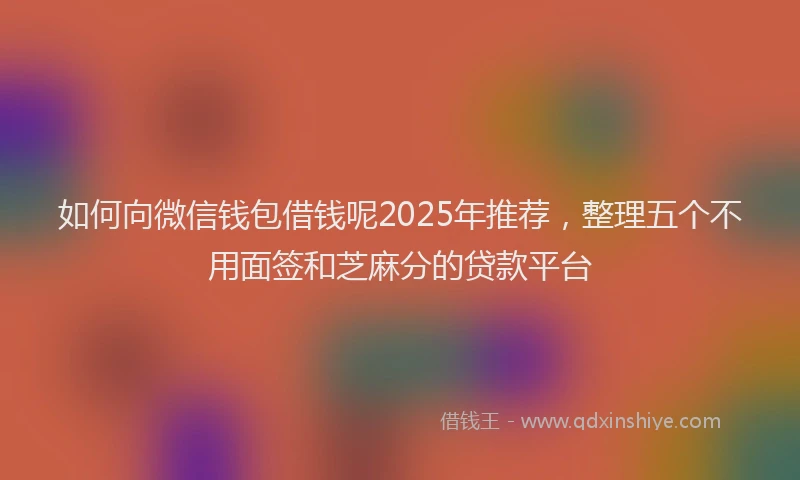 如何向微信钱包借钱呢2025年推荐，整理五个不用面签和芝麻分的贷款平台